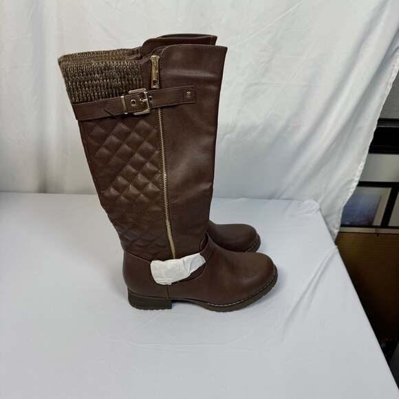 Global Win Shoes - Global Win Dark Brown Riding Boots Size 8